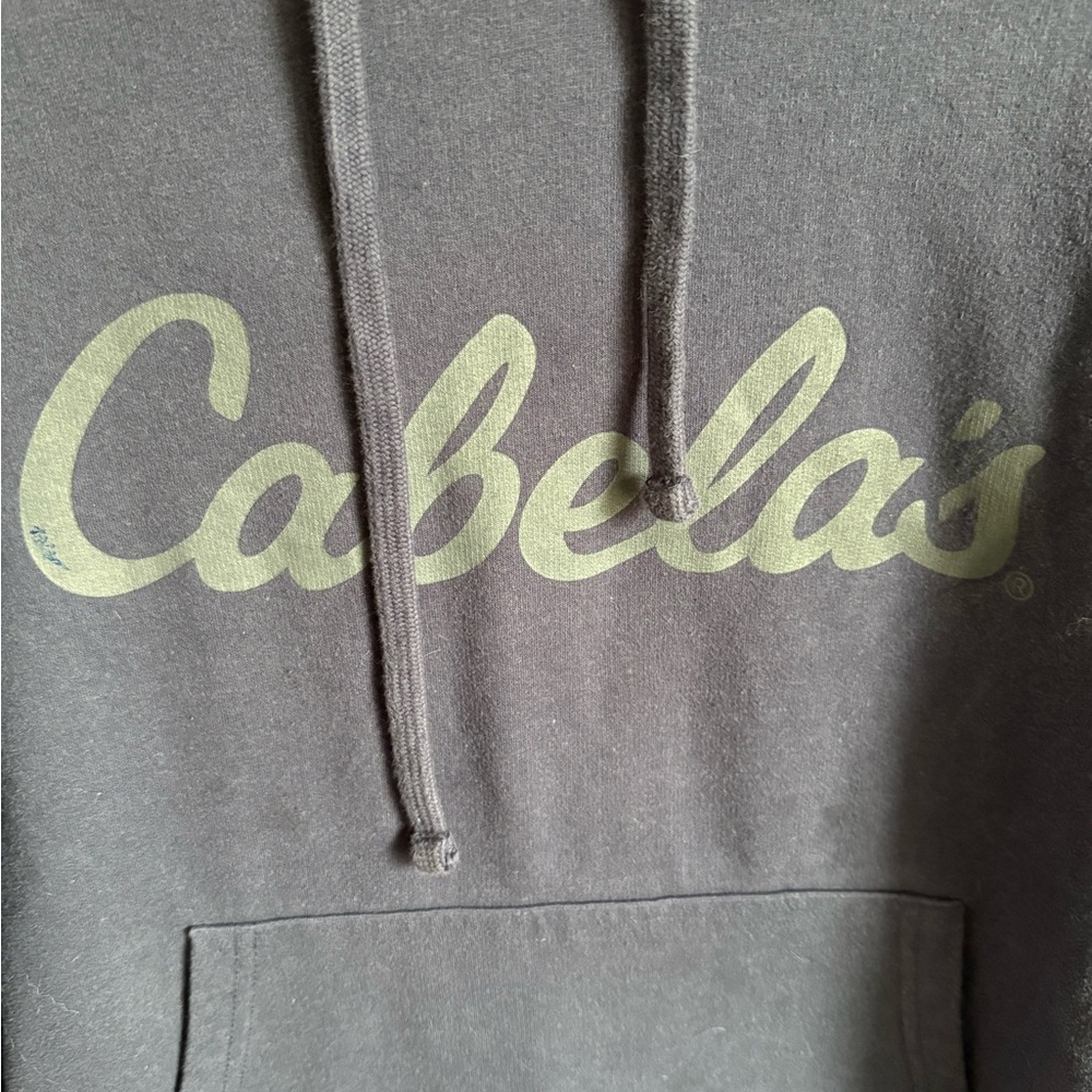 Men’s M Black Cabelas Outdoor Gorpcore Casual Country Long Sleeve Hoodie - Picture 4 of 8